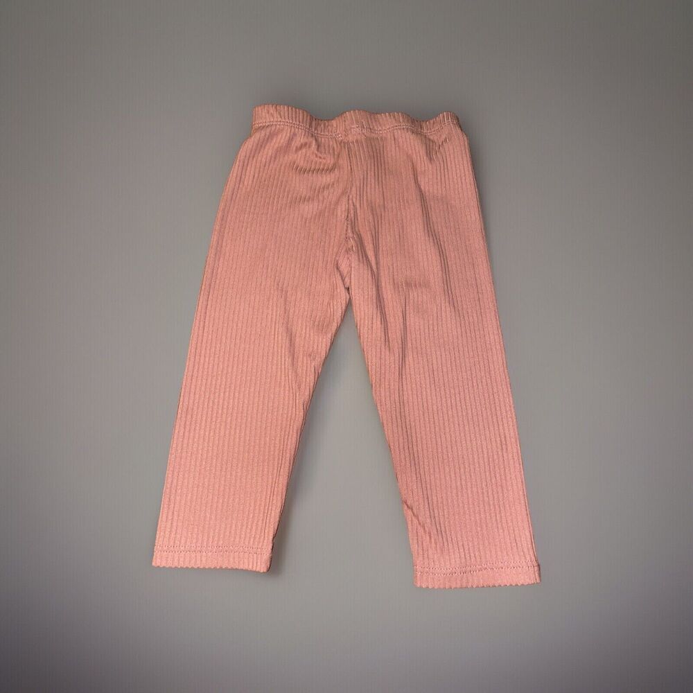 Tahari Baby Girl 24 Months Ribbed Leggings Beige Taupe Elastic Waist Pull On - Picture 2 of 5